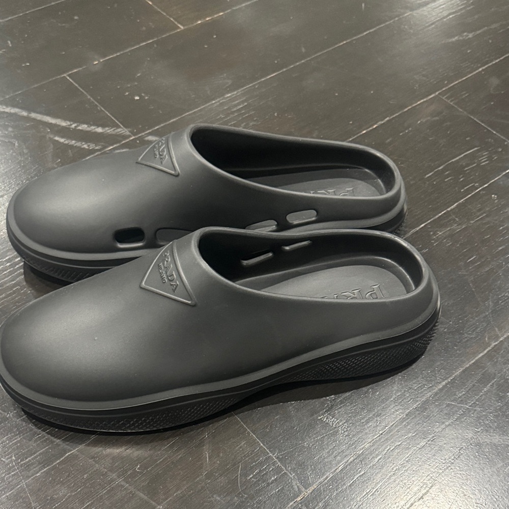 Prada Men's Black Rubber Slip-Ons - Picture 4 of 6
